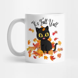 It's fall y'all Black Cats Halloween Thanksgiving Funny Mug